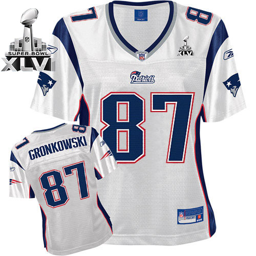 Patriots #87 Rob Gronkowski White Women's Team Color Super Bowl XLVI Stitched NFL Jersey